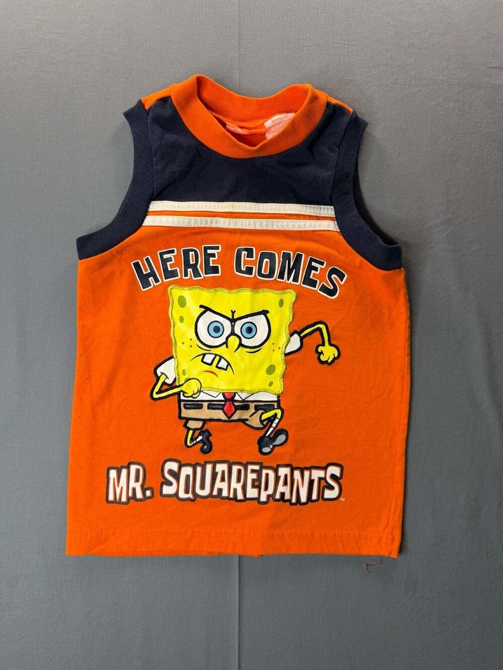 VTG Y2K Nickelodeon Spongebob Squarepants Tank Top Size 4 Orange Graphic